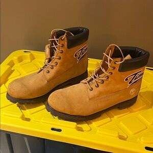 Timberland Men’s Tan Nubuck Padded Collar Lace-Up Boots Sz 15